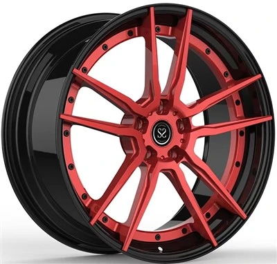 Roues forgées faites sur commande de 2 pièces de visage rouge de 22x10.5 et de 22x9.0 et de noir brillant pour Porsche Panamera