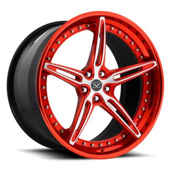 21x9|22x12 Staggered Candy Red W / Jantes en alliage forgé à face brossée pour MERCEDES - BENZ Lexus Mustang Maserati Ferrari Audi Lamborghini